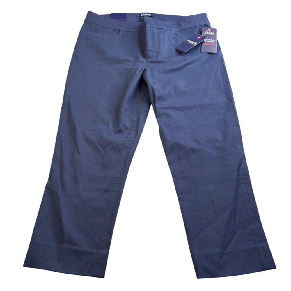 NWT Chaps Women Navy Blue Slimming Fit Mid Rise‎ Slim Capri Pants Size 10 Preppy